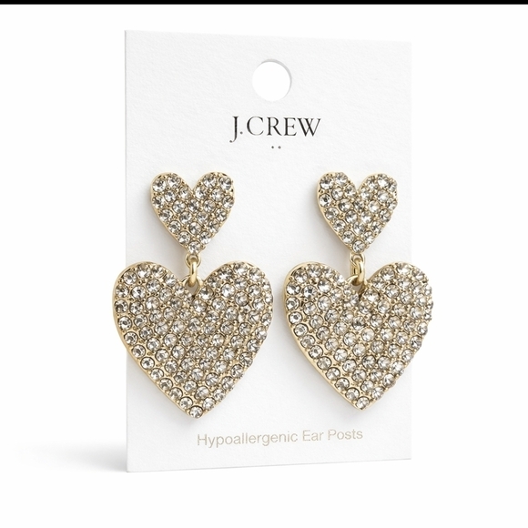 J. Crew Sparkling Gold Heart Earrings - Picture 3 of 4